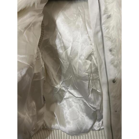 MNG White Faux Fur Hooded Vest with Ribbed Hem XS Coquette - Picture 5 of 7